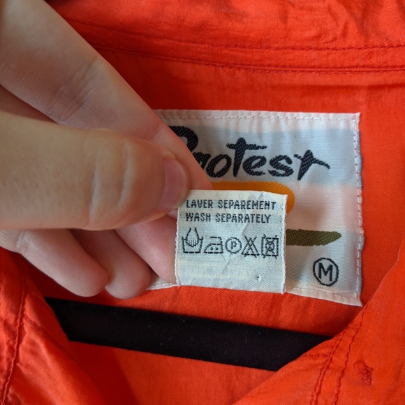 Protest semi-sheer red orange 100% silk button-down blouse - Picture 6 of 8